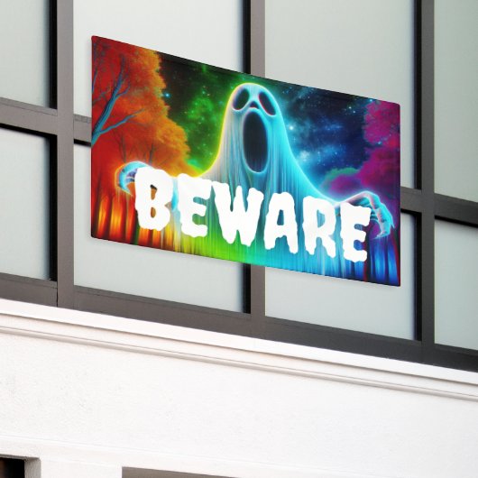 Vorsicht Ghost Halloween Banner (Äußeres Gebäude)