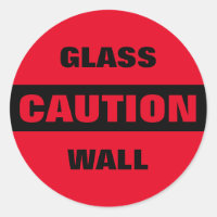 Vorsicht Glas Wand Classic Rundkleber Rot
