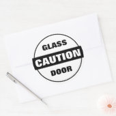 Vorsicht: Glastür - Schwarz und Weiß Runder Aufkleber (Umschlag)