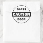 Vorsicht: Glastür - Schwarz und Weiß Runder Aufkleber (Tasche)