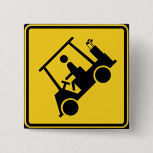 Vorsicht Golf Cart Schild Button