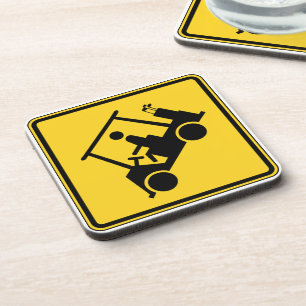 Vorsicht Golf Cart Schild Untersetzer