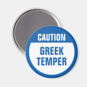 Vorsicht griechischer Temper Magnet (Vorderseite/Rückseite)