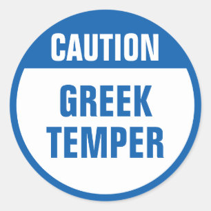 Vorsicht griechischer Temper Runder Aufkleber
