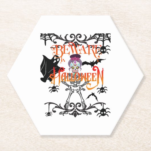 Vorsicht Halloween Untersetzer (Vorderseite)