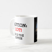 Vorsicht: Heiße Katze und Kaffee Kaffeetasse (Vorderseite Links)