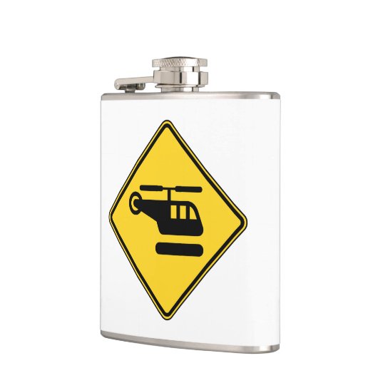 Vorsicht Helicopter-Zeichen Flachmann (Links)