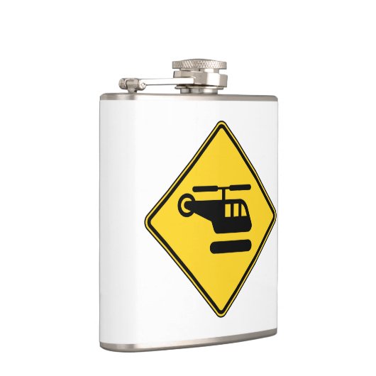 Vorsicht Helicopter-Zeichen Flachmann (Rechts)