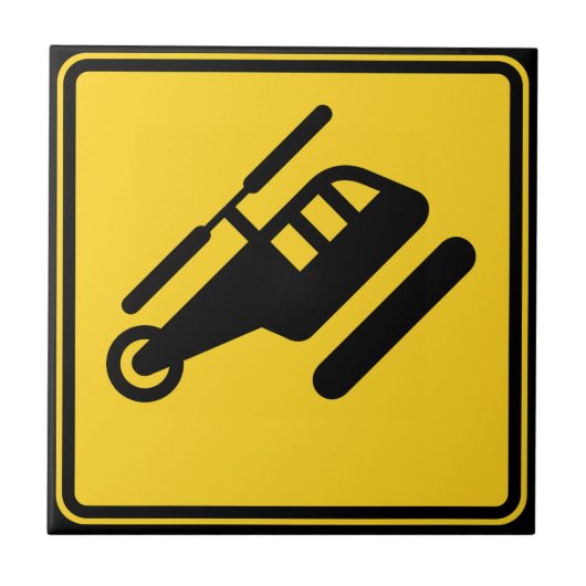 Vorsicht Helicopter-Zeichen Fliese (Vorderseite)