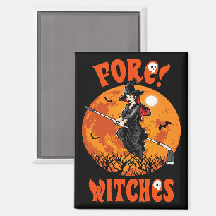 Vorsicht! Hexen Golf Stick Hexenriding Halloween Magnet