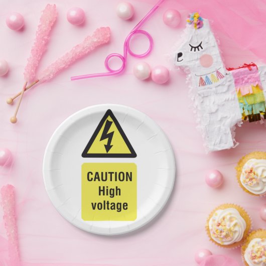 Vorsicht hohe Spannung Pappteller (Party)