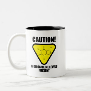 Vorsicht! Hoher Koffeingehalt vorhanden Zweifarbige Tasse