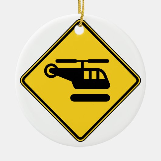 Vorsicht-Hubschrauber-Zeichen Keramikornament (Vorne)