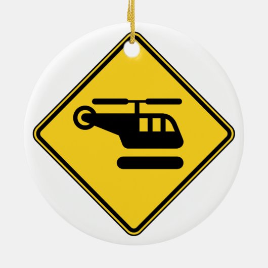 Vorsicht-Hubschrauber-Zeichen Keramikornament (Hinten)