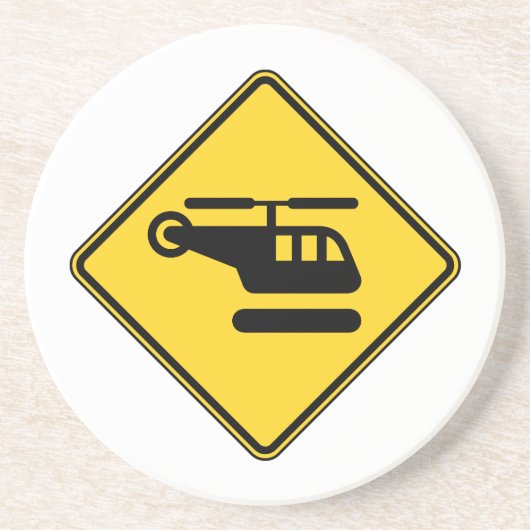 Vorsicht-Hubschrauber-Zeichen Sandstein Untersetzer (Vorne)
