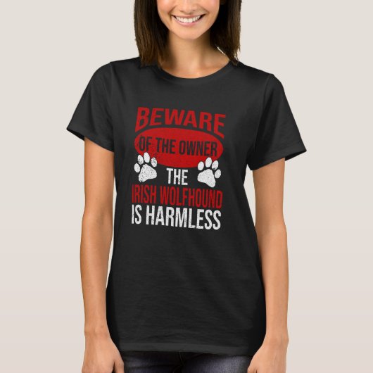 Vorsicht - Hunde Vater Hunde Mama Irish Wolfhound T-Shirt (Vorderseite)