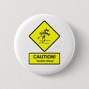 Vorsicht Hurdles Ahead Schild Track und Field Button