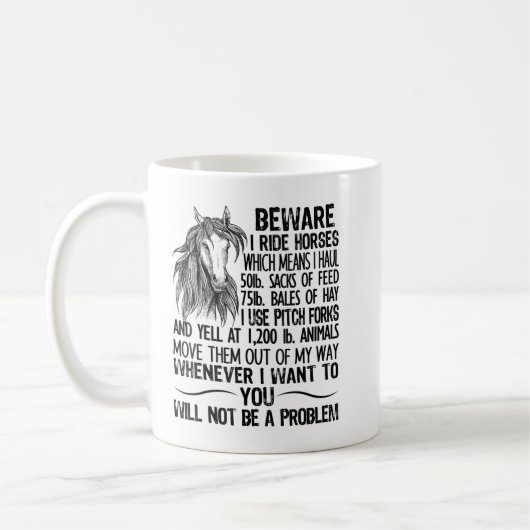 Vorsicht, ich fahre Pferde kein Problem, sonniges Kaffeetasse (Links)
