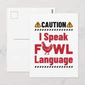 Vorsicht, ich spreche Fowl Language Chicken Bauer Postkarte (Vorne/Hinten)