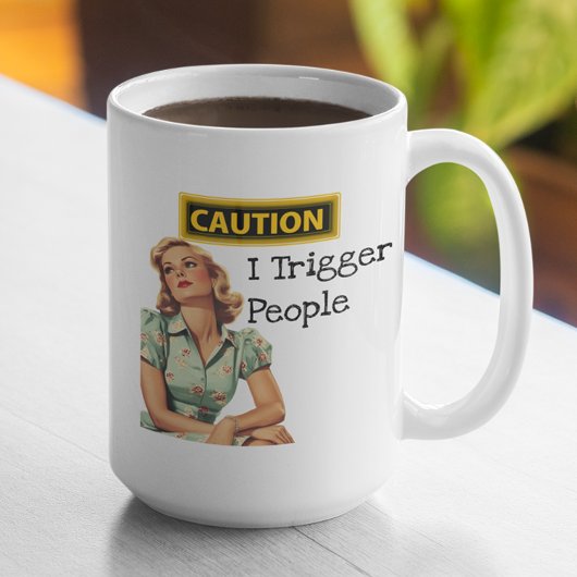 Vorsicht ich Trigger Leute Funny Retro Hausfrau Kaffeetasse