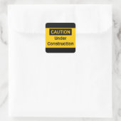 VORSICHT IM BAU QUADRATISCHER AUFKLEBER (Tasche)