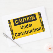 VORSICHT IM BAU RECHTECKIGER AUFKLEBER (Umschlag)