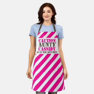 Vorsicht in der Küche Grafik rosa Streifen Schürze
