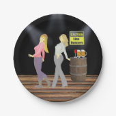 Vorsicht-Linie Tänzer-Frauen auf Tanzboden-Party Pappteller (Vorderseite)