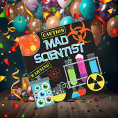 Vorsicht Mad Scientist Birthday Party Einladung