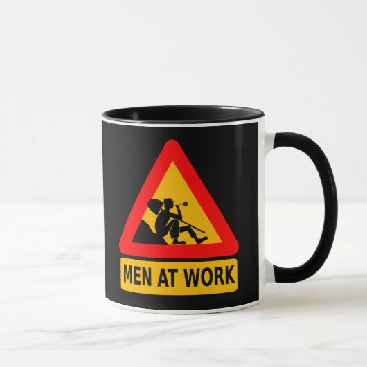Vorsicht: Männer am Arbeitsplatz Tasse (Rechts)