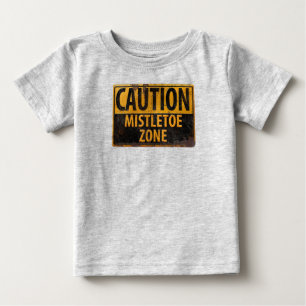Vorsicht Mistletoe Zone Weihnachts Baby Kissing Ze T-shirt