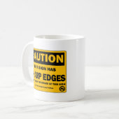 Vorsicht-Mitteilungs-Tasse Kaffeetasse (Vorderseite Links)