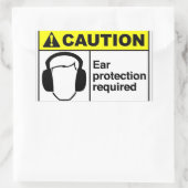 VORSICHT Ohrenschutz Rechteckiger Aufkleber (Tasche)