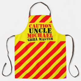 Vorsicht Onkel Gitter Master roten gelben Streifen Schürze