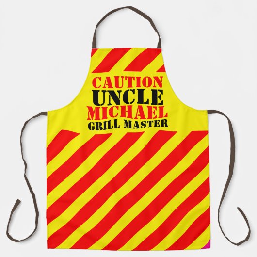 Vorsicht Onkel Gitter Master roten gelben Streifen Schürze (Vorderseite)