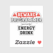 Vorsicht: Programmierer mit Energiegetränken | Cod Aufkleber (Blatt)