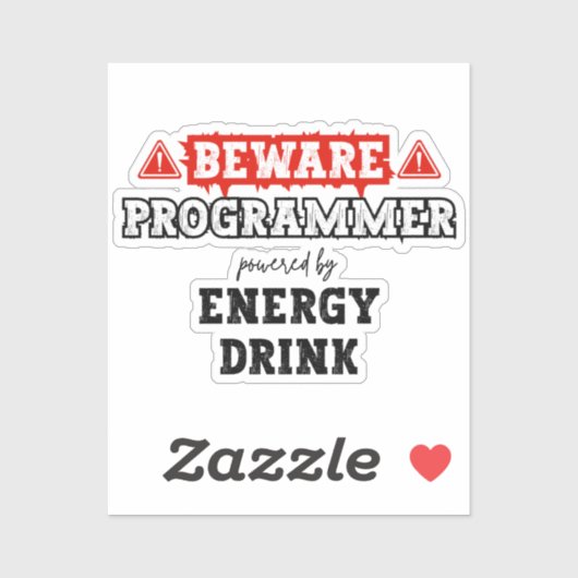 Vorsicht: Programmierer mit Energiegetränken | Cod Aufkleber (Blatt)