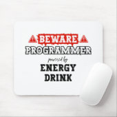 Vorsicht: Programmierer mit Energiegetränken | Cod Mousepad (Mit Mouse)