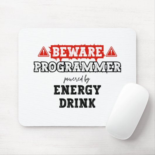 Vorsicht: Programmierer mit Energiegetränken | Cod Mousepad (Mit Mouse)