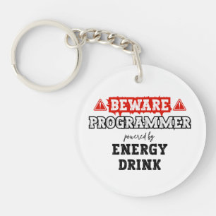 Vorsicht: Programmierer mit Energiegetränken   Cod Schlüsselanhänger