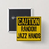 Vorsicht - Random Jazz Hände gelb schwarz Button (Vorne & Hinten)