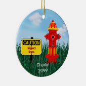 Vorsicht, Rattengras Hund Welpenfeuerlöscher Cer Keramik Ornament (Rechts)