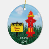 Vorsicht, Rattengras Hund Welpenfeuerlöscher Cer Keramik Ornament (Links)