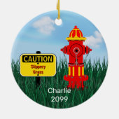 Vorsicht, Rattengras Hund Welpenfeuerlöscher Cer Keramik Ornament (Hinten)