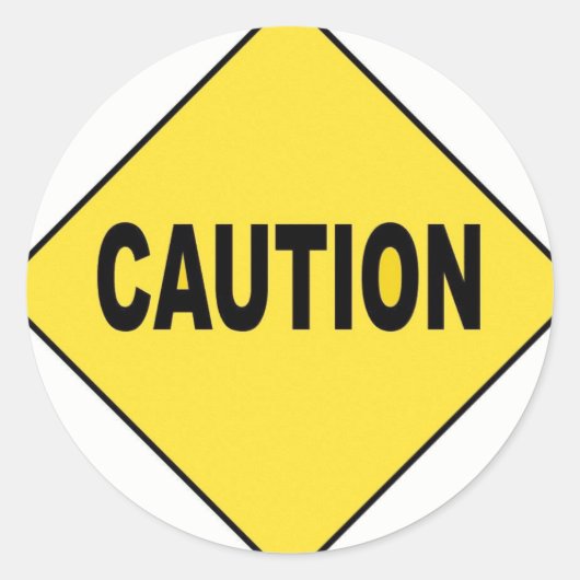 Vorsicht Runder Aufkleber (Vorderseite)