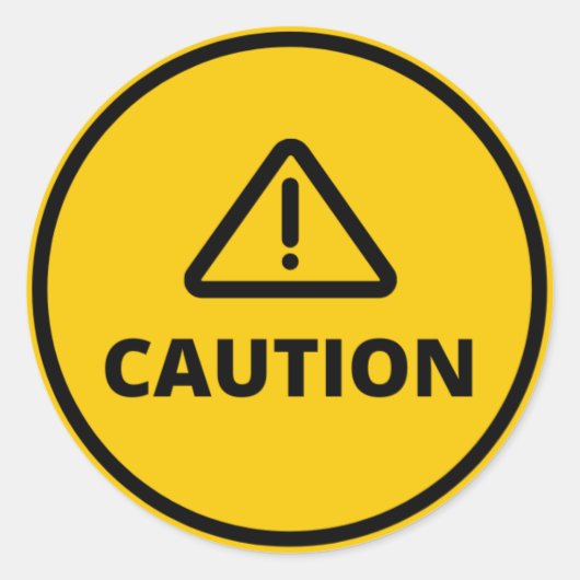 Vorsicht Runder Aufkleber (Vorderseite)