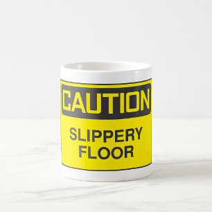 Vorsicht Rutschiger Boden Schild Kaffeetasse