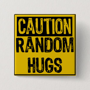 Vorsicht, sign-Random Hugs Gelb/Schwarz Button