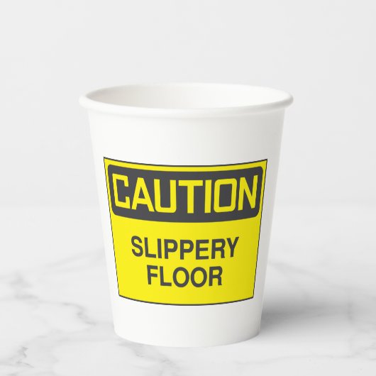 Vorsicht, Slipper Floor-Zeichen Pappbecher (Vorderseite)