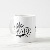 Vorsicht, Spinnen und Fledermäuse Halloween Typogr Kaffeetasse (Vorderseite Links)